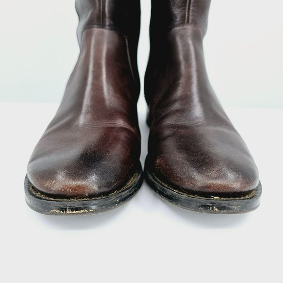 Arturo Chiang Falicity Tall Knee Boots 7.5 M Brown Leather Snakeskin Gold Zipper - Picture 14 of 16